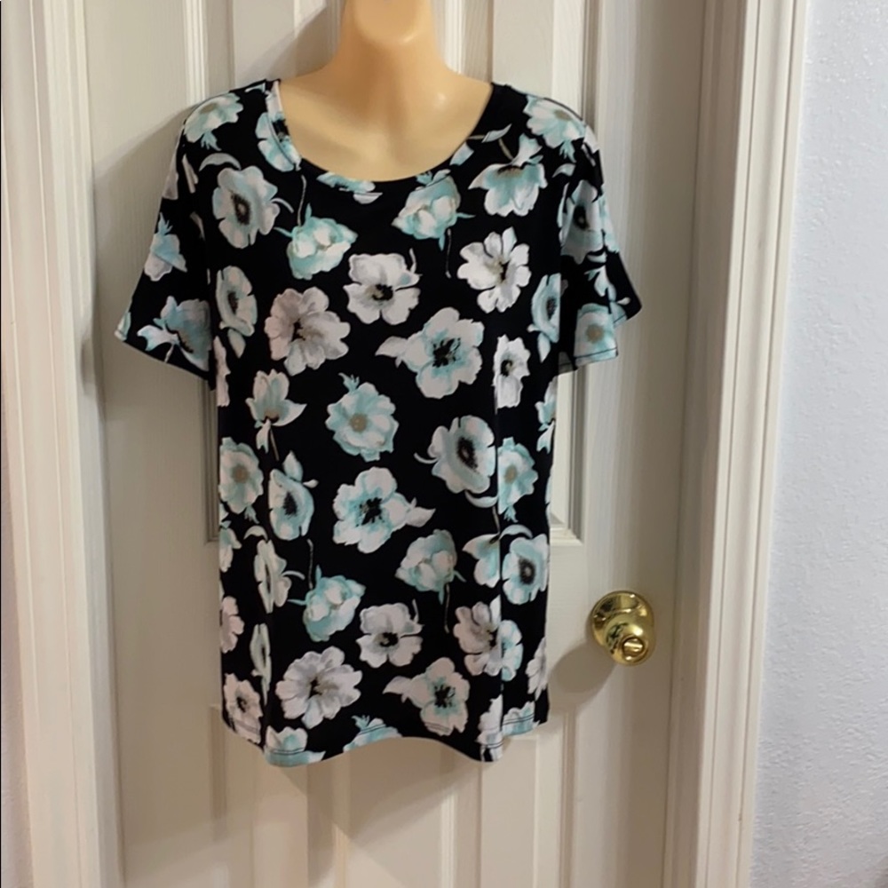 Worthington PL black flowered professional shirt